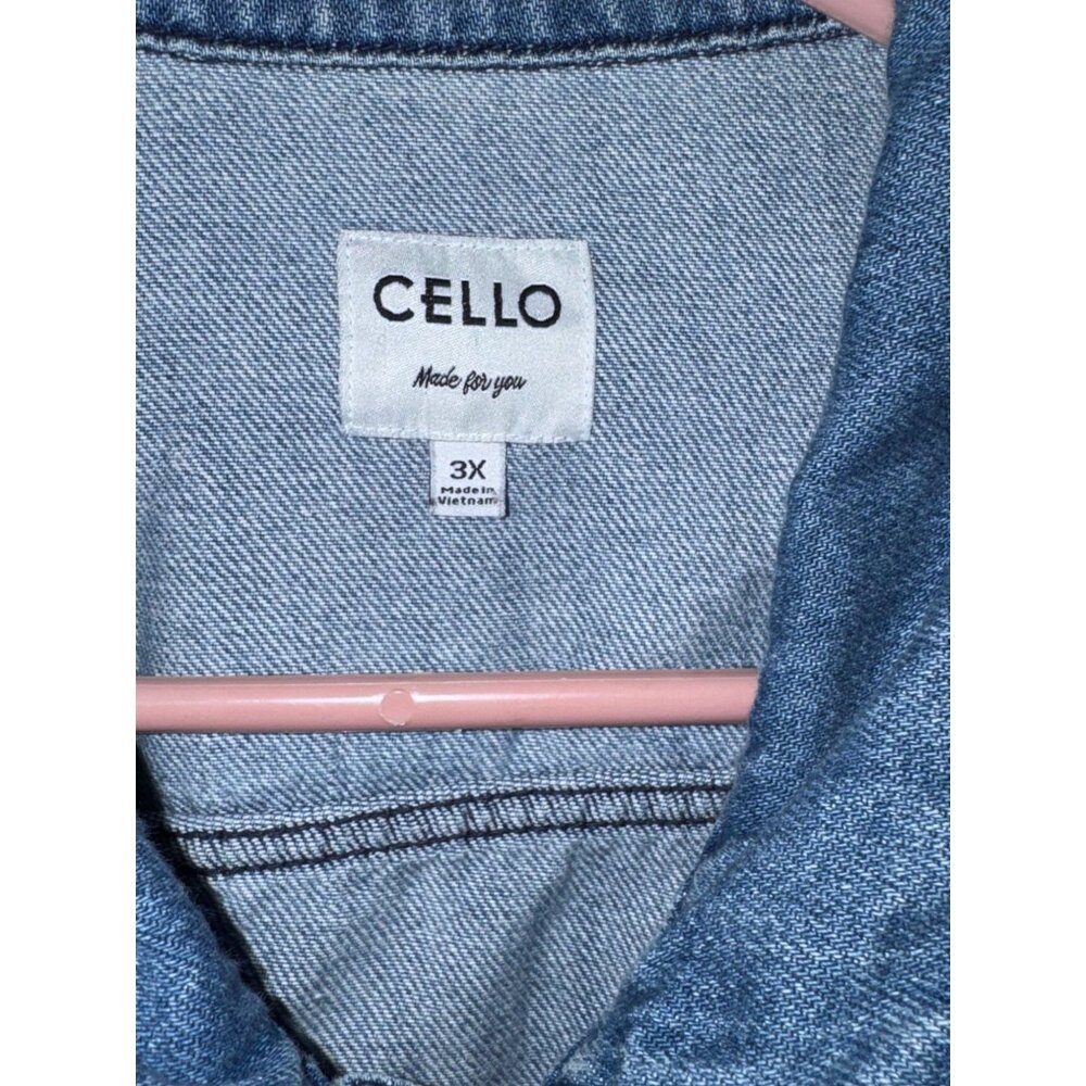 Distressed Cello Denim Jacket Vintage Blue Frayed Edges Size 3X - Picture 2 of 9